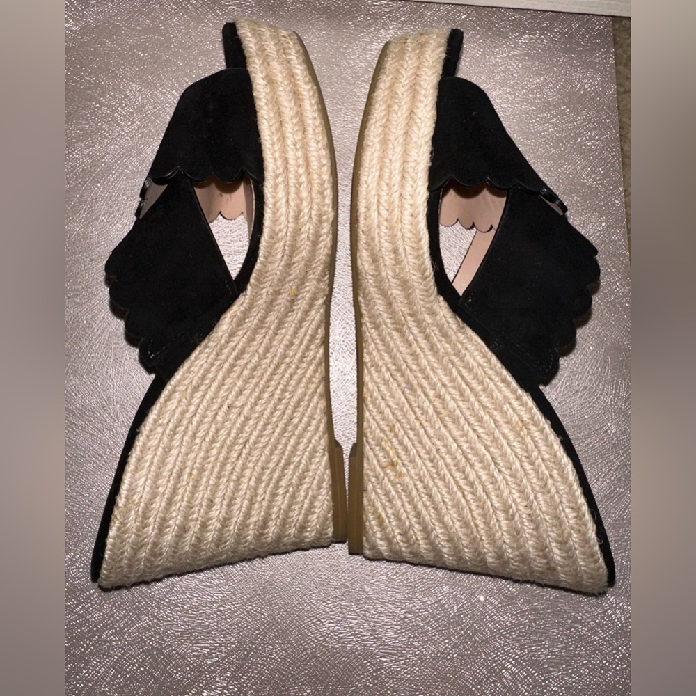 Kate Spade like new Black and Cream espadrille Wedge Sandals 6.5 vacation - Picture 6 of 10